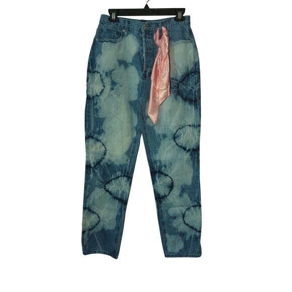Juicy Couture Y2K Indigo Tie-Dye Relaxed Fit Straight Leg Jeans Size 27 NWOT - Picture 1 of 4